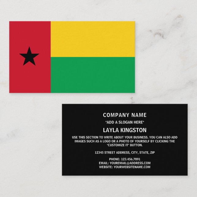 Carte De Visite Drapeau Bissau-Guinée, Drapeau de la Guinée-Bissau (Devant / Derrière)