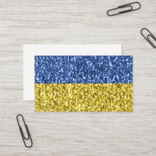 Carte De Visite Drapeau bleu jaune Ukraine parties scintillant fau