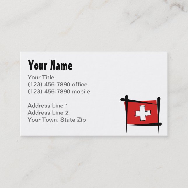 Carte De Visite Drapeau de brosse de la Suisse (Devant)