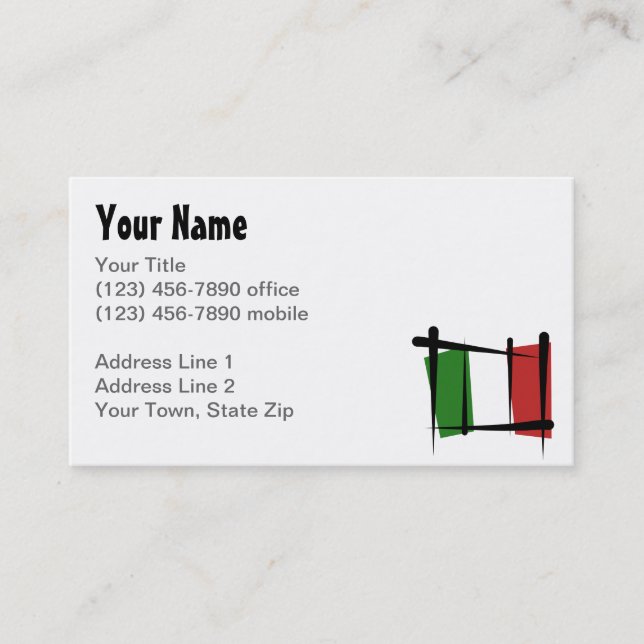 Carte De Visite Drapeau de brosse de l'Italie (Devant)