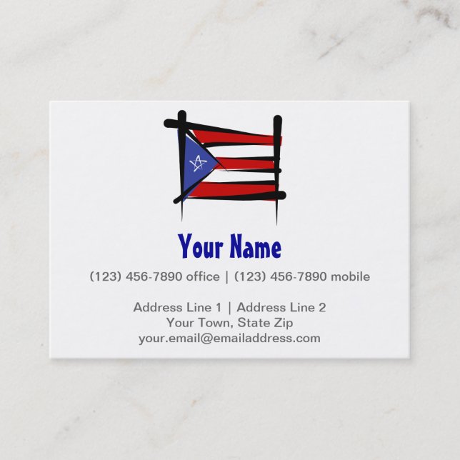 Carte De Visite Drapeau de brosse de Porto Rico (Devant)