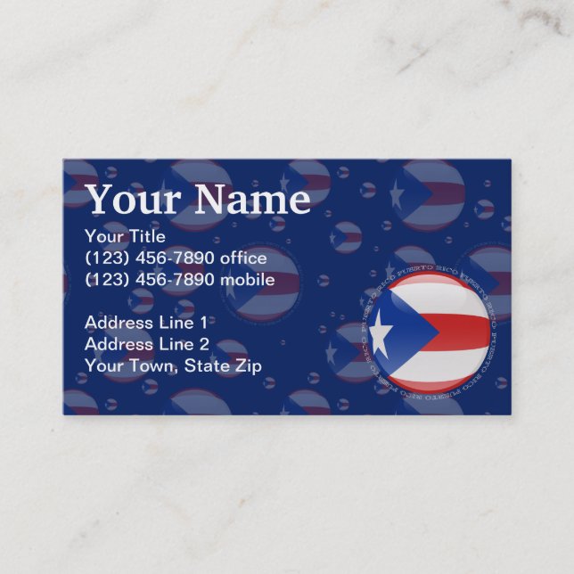 Carte De Visite Drapeau de bulle de Porto Rico (Devant)