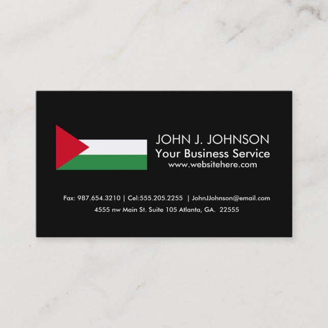 Carte De Visite Drapeau de la Palestine (Devant)