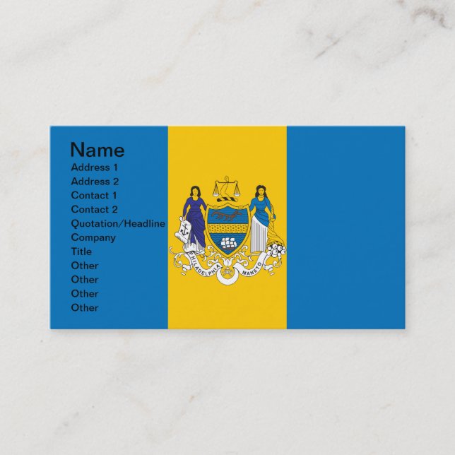 Carte De Visite Drapeau de la ville de Philadelphie (Devant)