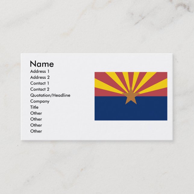 Carte De Visite Drapeau de l'Arizona (Devant)