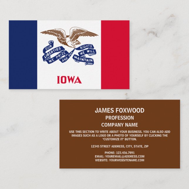 Carte De Visite Drapeau de l'Iowa (Devant / Derrière)