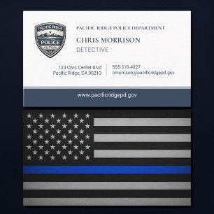 Carte De Visite Drapeau de logo de détective de police de la ligne