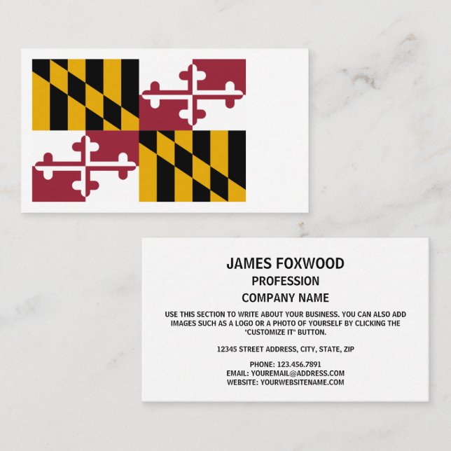 Carte De Visite Drapeau de Marylander, Drapeau du Maryland (Devant / Derrière)