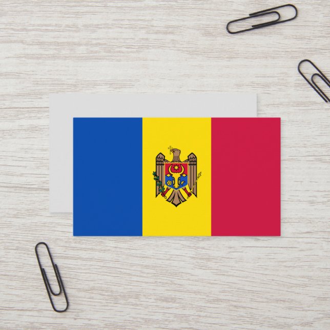 Carte De Visite Drapeau de Moldavie (Devant/Arrière en situation)