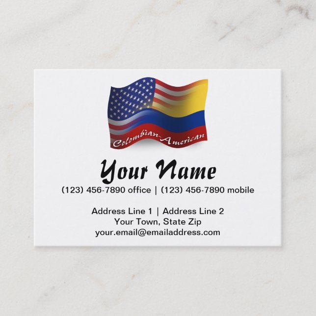 Carte De Visite Drapeau de ondulation Colombien-Américain (Devant)