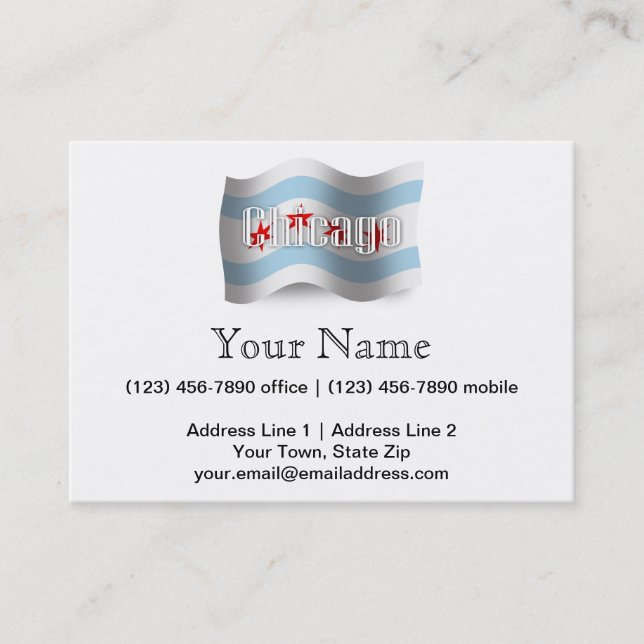 Carte De Visite Drapeau de ondulation de Chicago (Devant)
