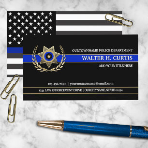Carte De Visite Drapeau de police Thin Blue Line personnalisé