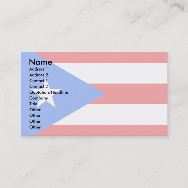 Carte De Visite Drapeau de Porto Rico (Devant)