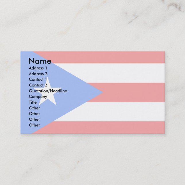 Carte De Visite Drapeau de Porto Rico (Devant)