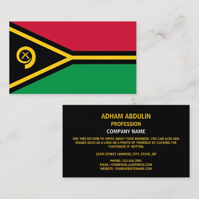 Carte De Visite Drapeau de Vanuatu (Devant / Derrière)