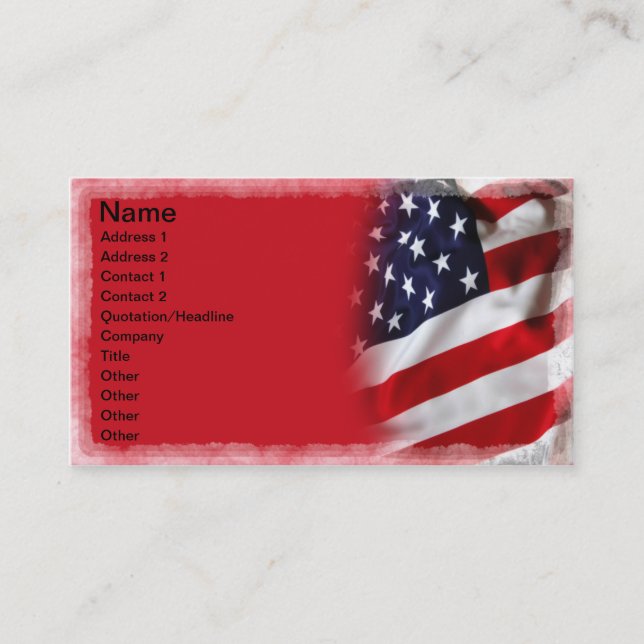 Carte De Visite Drapeau des Etats-Unis (Devant)