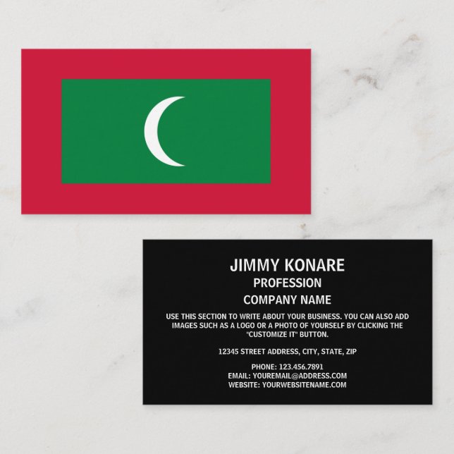 Carte De Visite Drapeau des Maldives (Devant / Derrière)