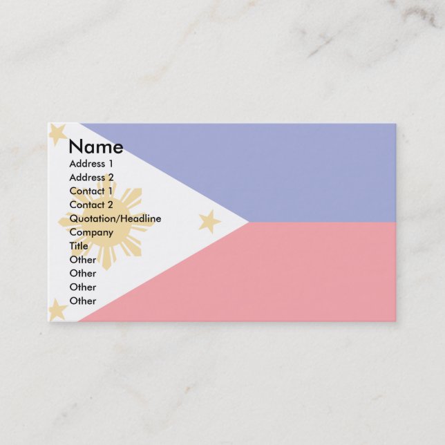 Carte De Visite Drapeau des Philippines (Devant)