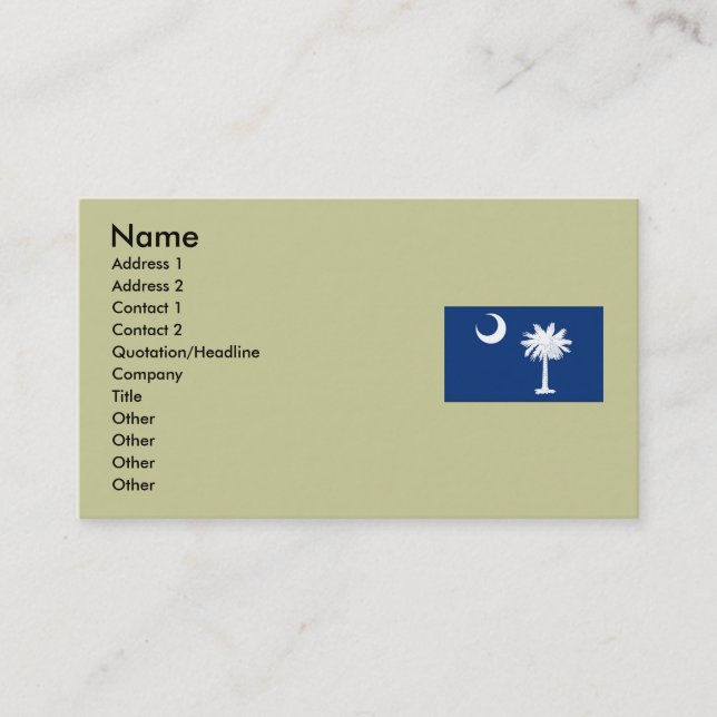 Carte De Visite Drapeau d'état de la Caroline du Sud (Devant)