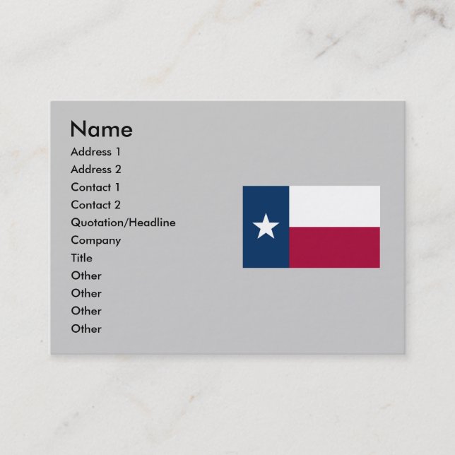 Carte De Visite Drapeau d'état du Texas (Devant)