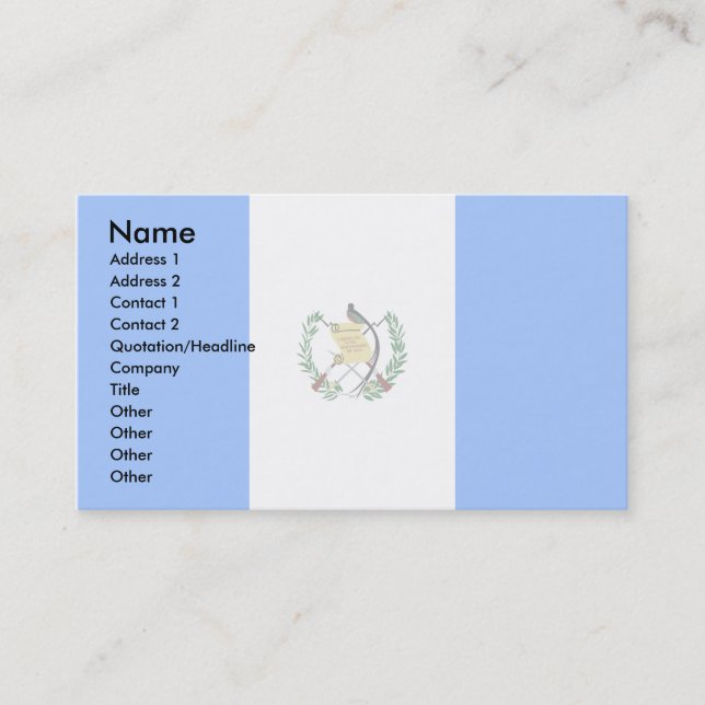 Carte De Visite Drapeau du Guatemala (Devant)