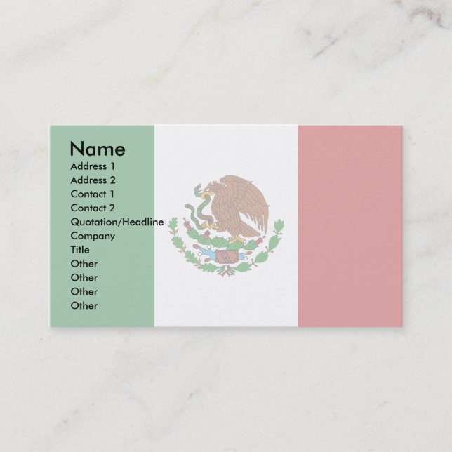 Carte De Visite Drapeau du Mexique (Devant)