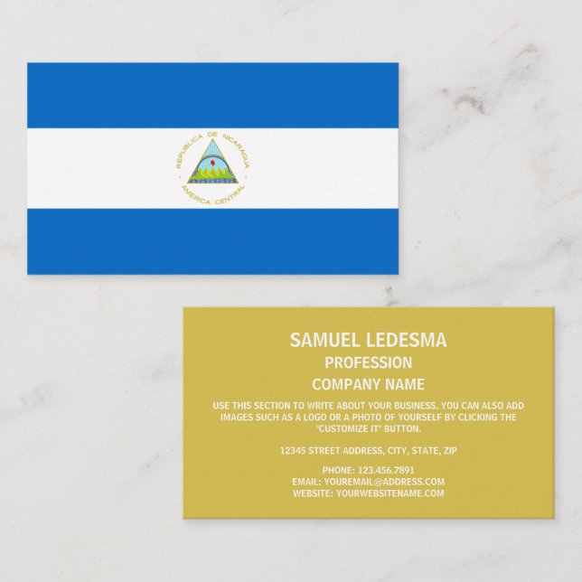 Carte De Visite Drapeau du Nicaragua (Devant / Derrière)