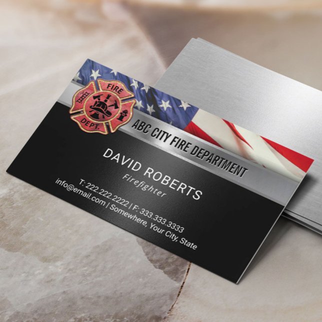 Carte De Visite Drapeau du pompier patriotique USA (Créateur téléchargé)