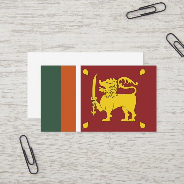 Carte De Visite Drapeau du Sri Lanka (Devant/Arrière en situation)