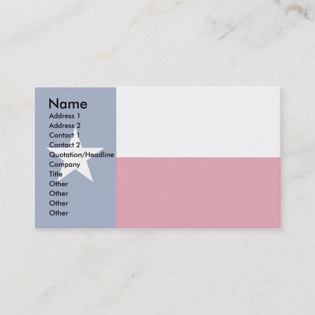 Carte De Visite Drapeau du Texas (Devant)