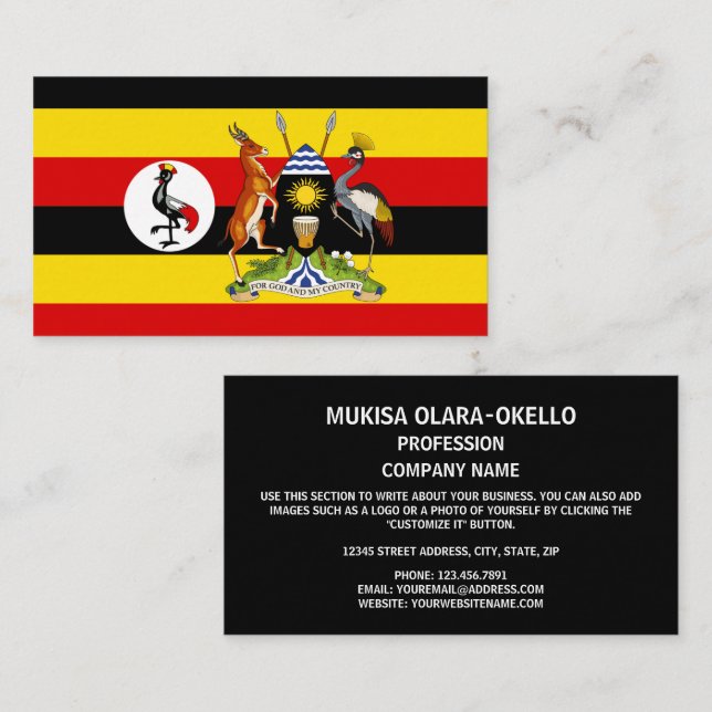 Carte De Visite Drapeau et armoiries de l'Ouganda (Devant / Derrière)