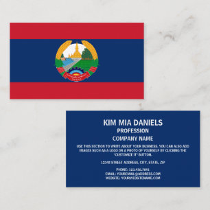 Carte De Visite Drapeau et Emblème Lao, Drapeau du Laos