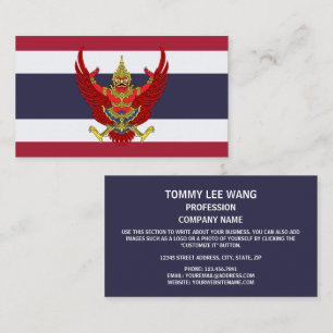 Carte De Visite Drapeau et Emblème thaïlandais, Drapeau de Thaïlan