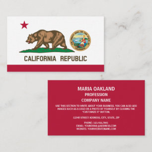 Carte De Visite Drapeau et phoque californiens, Drapeau de Califor