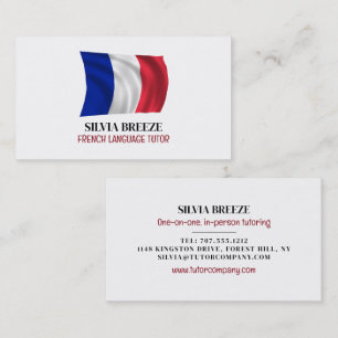 Carte De Visite Drapeau Français, Tuteur Langue Française, Enseign