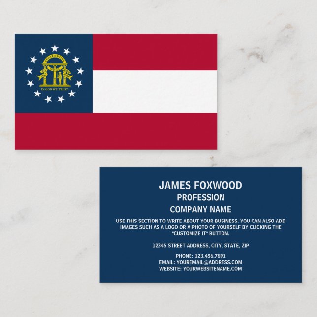 Carte De Visite Drapeau géorgien, Drapeau géorgien (Devant / Derrière)