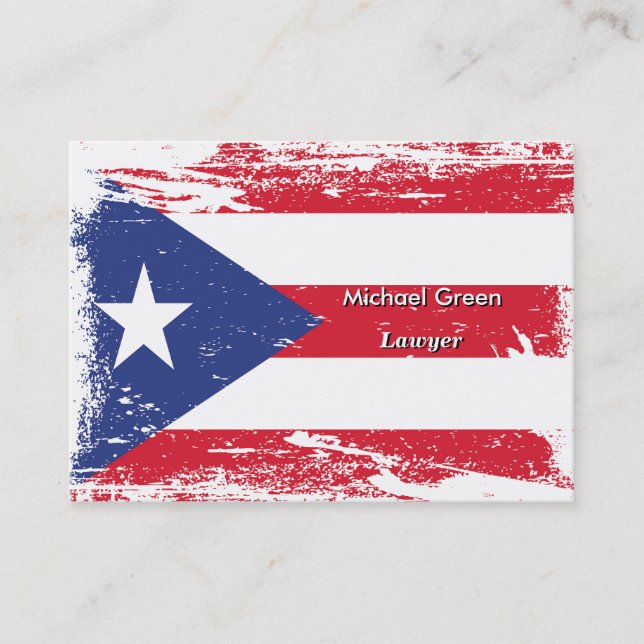 Carte De Visite Drapeau grunge de Porto Rico (Devant)