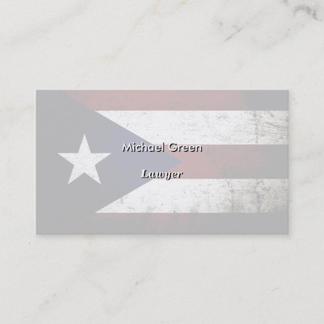 Carte De Visite Drapeau grunge noir de Porto Rico (Devant)