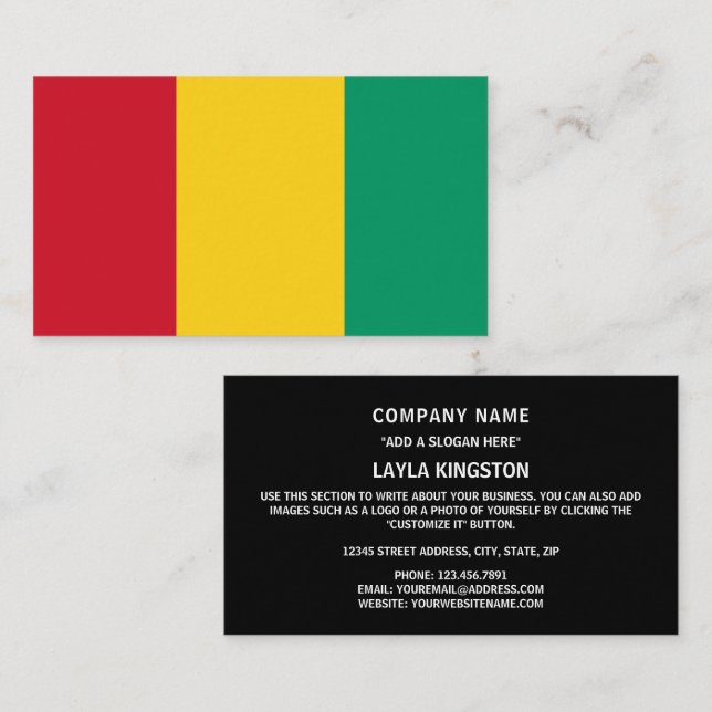 Carte De Visite Drapeau guinéen, Drapeau de Guinée (Devant / Derrière)