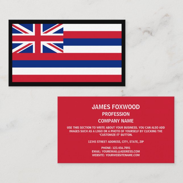 Carte De Visite Drapeau hawaïen, Drapeau d'Hawaï (Devant / Derrière)