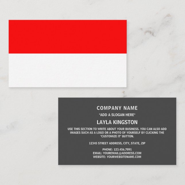 Carte De Visite Drapeau indonésien, Drapeau indonésien (Devant / Derrière)