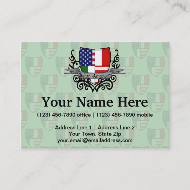 Carte De Visite Drapeau Italien-Américain de bouclier (Devant)