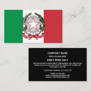 Carte De Visite Drapeau italien et Emblème national, Drapeau itali