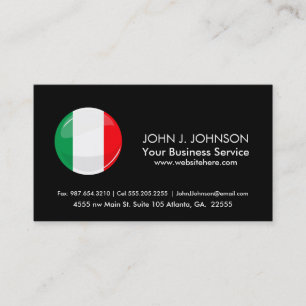 Carte De Visite Drapeau italien rond brillant