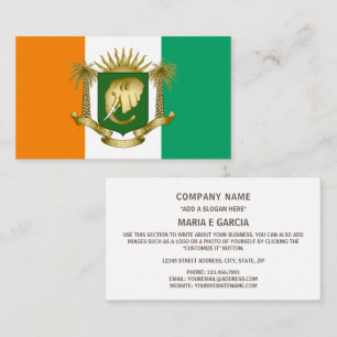 Carte De Visite Drapeau ivoirien et armoiries, Drapeau de la Côte 