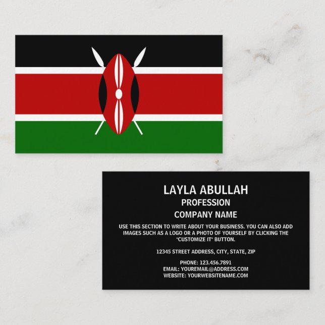 Carte De Visite Drapeau kényan, Drapeau du Kenya (Devant / Derrière)