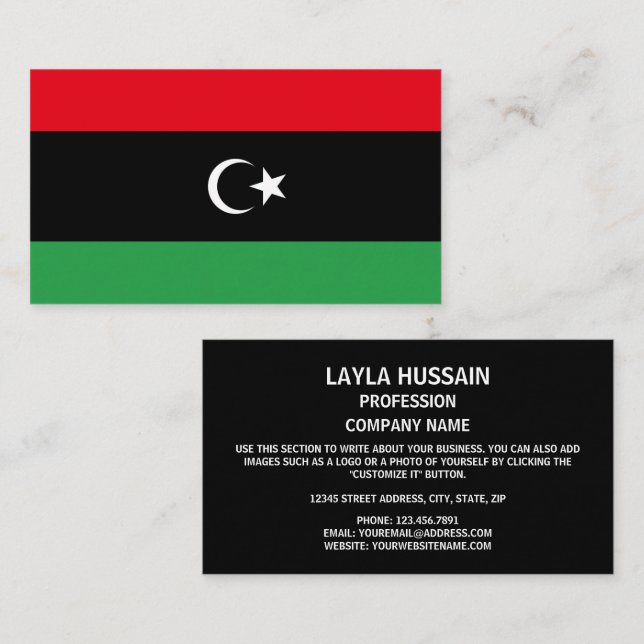 Carte De Visite Drapeau libyen, Drapeau libyen (Devant / Derrière)