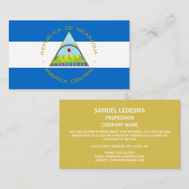 Carte De Visite Drapeau Managua et armoiries du Nicaragua (Devant / Derrière)