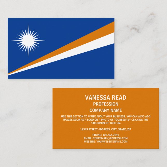 Carte De Visite Drapeau marshalais, Drapeau des Îles Marshall (Devant / Derrière)