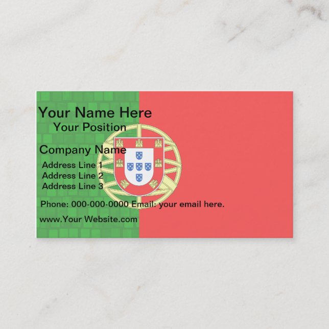Carte De Visite Drapeau moderne de Portugais de motif (Devant)